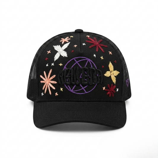 Wildgeese Handcrafted Embroidered Trucker Cap – Premium Floral Mesh Snapback Hat