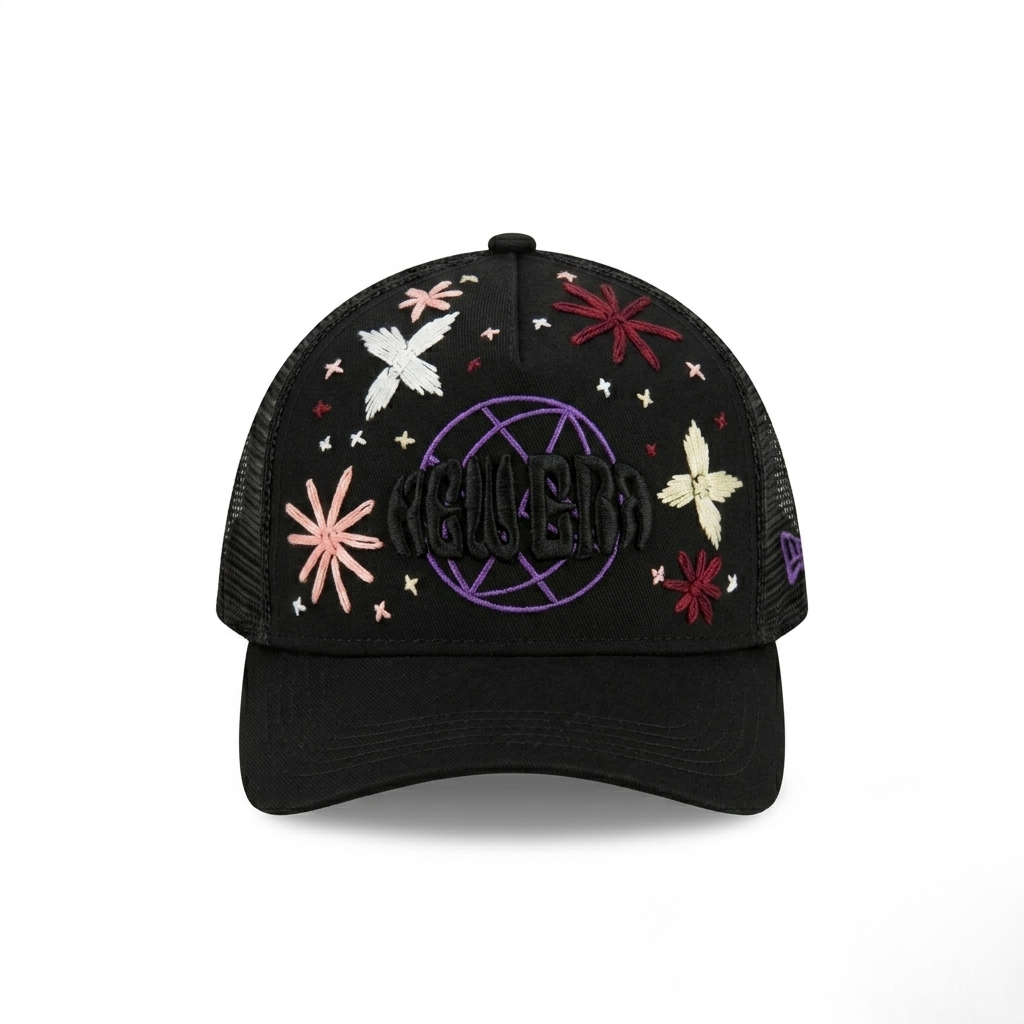Wildgeese Handcrafted Embroidered Trucker Cap – Premium Floral Mesh Snapback Hat