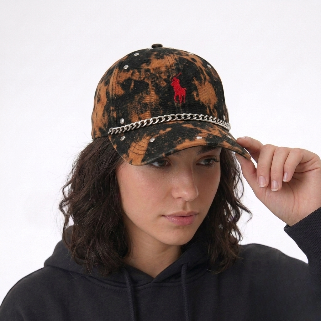 Wildgeese Handcrafted Bleach Wash Rhinestone Chain Baseball Cap – Premium Adjustable Streetwear Hat