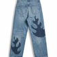 Back view of Wildgeese denim jeans showing handcrafted pockets and natural material indigo wash, one of a kind artisan quality